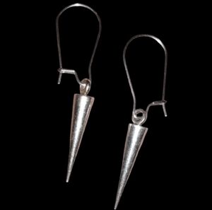 Silver Spike Charm Earrings Goth Handmade Dangle Stainless Steel Wire Biker Punk